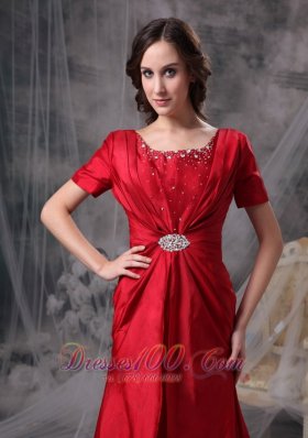 Beading Ruch Short Sleeves Brush Train Motb Dress