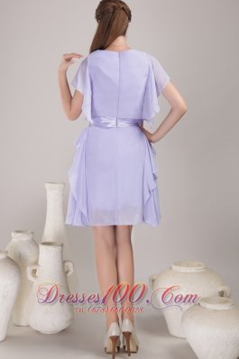 Bateau Sash Ruch Lilac Mother Of The Bride Dress