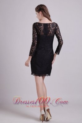 Black Scoop Mini-length Mother of Bride Dress