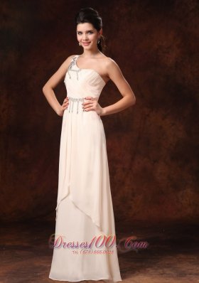 Champagne Appliques Beading One Shoulder Quinceanera Dress