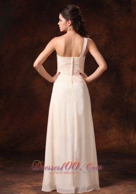 Champagne Appliques Beading One Shoulder Quinceanera Dress