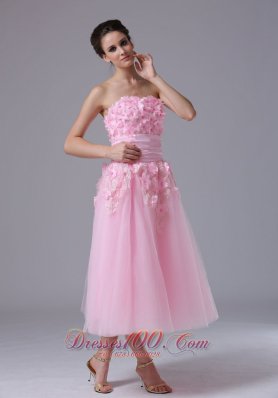 Discount Pink Handle-Made Flower Wedding Dress