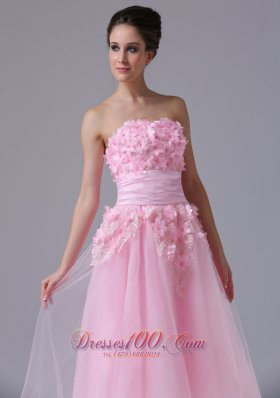 Discount Pink Handle-Made Flower Wedding Dress