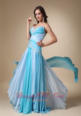 Multi-color Brush Train Appliques Sweetheart Prom Dress