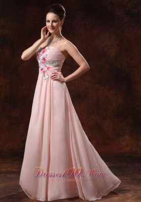 Beaded Decorate Asymmetrical Floral Trimmed Prom dress