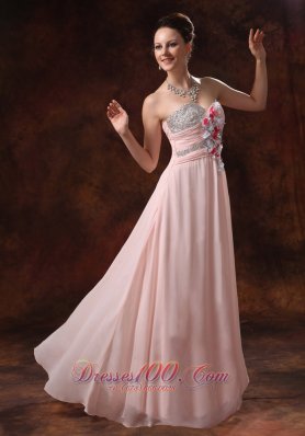 Beaded Decorate Asymmetrical Floral Trimmed Prom dress