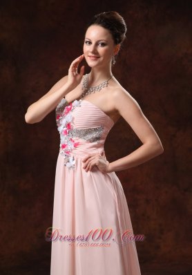 Beaded Decorate Asymmetrical Floral Trimmed Prom dress