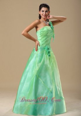 Hand Made Folwers Turquoise Organza Overlay Prom Dresses