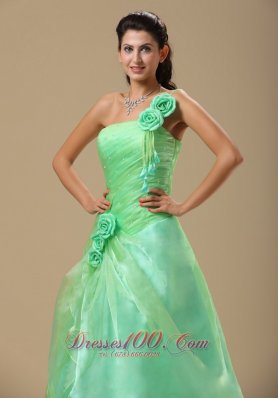 Hand Made Folwers Turquoise Organza Overlay Prom Dresses