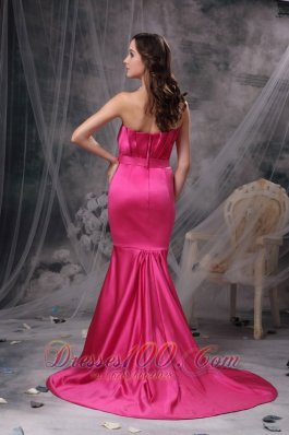 Bowknot Mermaid Brush Train Prom Evening Dress