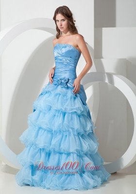 Baby Blue Organza layered Ruffles Prom Dress