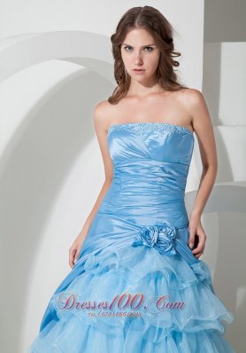 Baby Blue Organza layered Ruffles Prom Dress