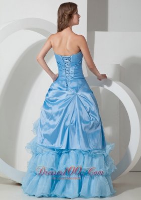 Baby Blue Organza layered Ruffles Prom Dress