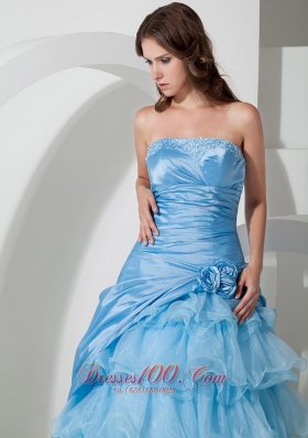 Baby Blue Organza layered Ruffles Prom Dress