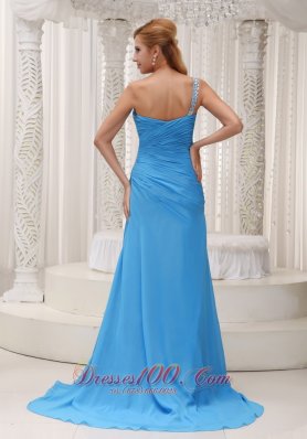 One Shoulder Prom / Evening Dress Brush High Slit