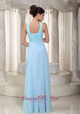 Aqua Blue and Lavender Straps Beading Chiffon Prom