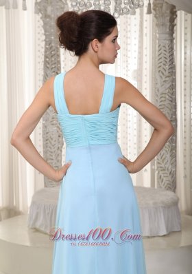 Aqua Blue and Lavender Straps Beading Chiffon Prom