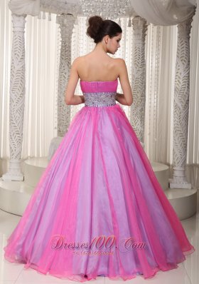 A-Line / Princess Beading Sash Prom Gowns Pink