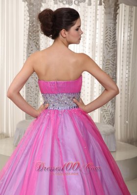 A-Line / Princess Beading Sash Prom Gowns Pink