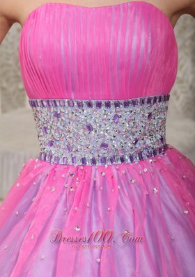 A-Line / Princess Beading Sash Prom Gowns Pink