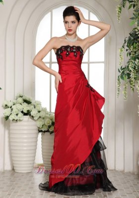 Wine Red and Black Applique Prom holiday dress