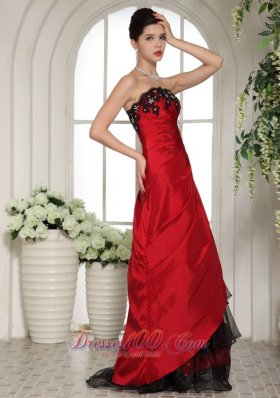 Wine Red and Black Applique Prom holiday dress