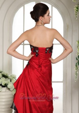 Wine Red and Black Applique Prom holiday dress