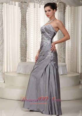 Column Elastic Woven Satin Appliques Prom Dress 2013