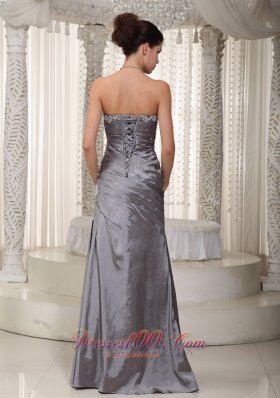 Column Elastic Woven Satin Appliques Prom Dress 2013