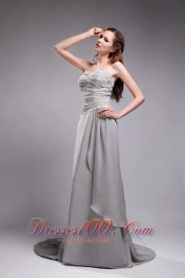 Prom / Graduation Dress Brush Train Appliques Chiffon