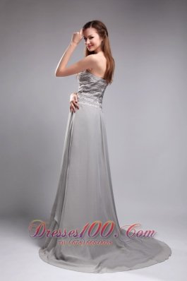 Prom / Graduation Dress Brush Train Appliques Chiffon