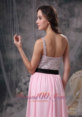 Asymmetrical One Shoulder Beaded Bodice Prom Gown