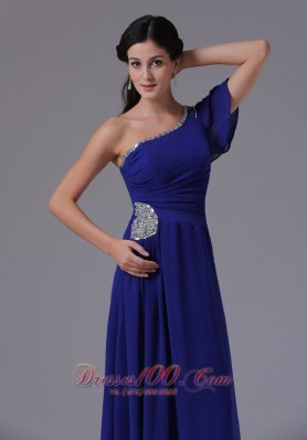 Asymmetrical One Shoulder with Short Sleeves Prom Dress