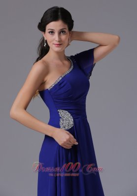 Asymmetrical One Shoulder with Short Sleeves Prom Dress