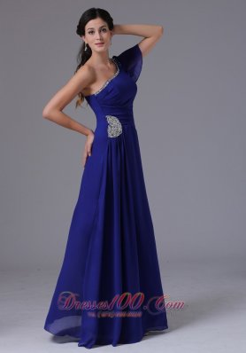 Asymmetrical One Shoulder with Short Sleeves Prom Dress