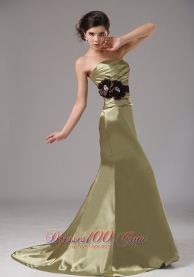 Prom Dress Mermaid Olive Green With Black Sash