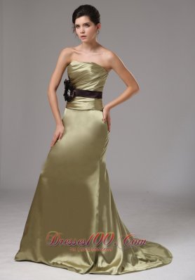 Prom Dress Mermaid Olive Green With Black Sash