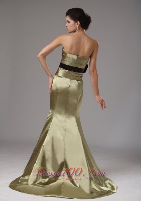 Prom Dress Mermaid Olive Green With Black Sash