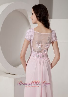 Beadwork Bodice with Short Sleeves Evening Dress