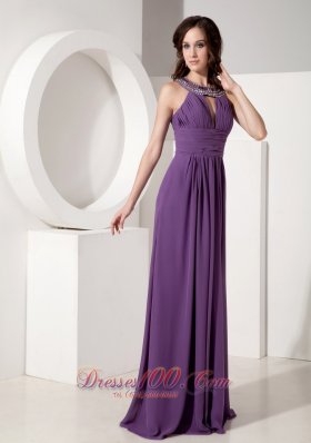 Scoop Neck Evening Dress Ruched Decorated Evening Dress