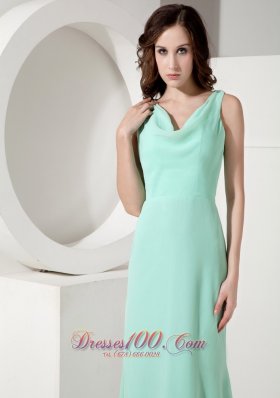 Apple Green Mother of Bride Dress Drapping Neck Sweep Train