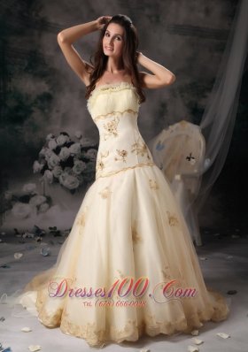 Princess Wedding Dress Organza Embroidery Brush Train