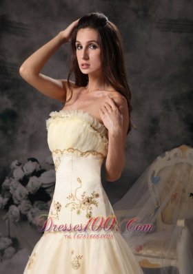 Princess Wedding Dress Organza Embroidery Brush Train