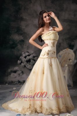 Princess Wedding Dress Organza Embroidery Brush Train