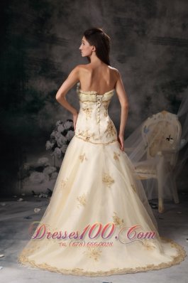 Princess Wedding Dress Organza Embroidery Brush Train