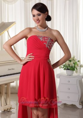 High-low Homcoming / Cocktail Dress Beading Decorate Chiffon