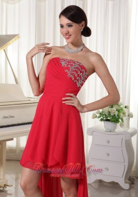 High-low Homcoming / Cocktail Dress Beading Decorate Chiffon