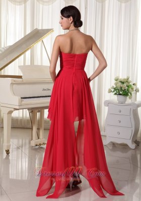 High-low Homcoming / Cocktail Dress Beading Decorate Chiffon