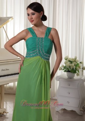 Brush Train Turquoise and Spring Green Prom Dress