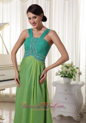 Brush Train Turquoise and Spring Green Prom Dress